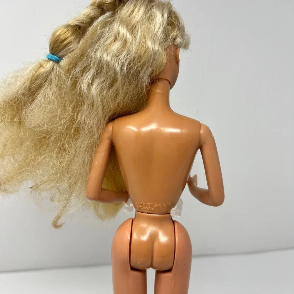 Mattel Barbie Doll 11.5‎ Inch Blonde Green Jumpsuit Gold Shoes 1966 Body 1980s